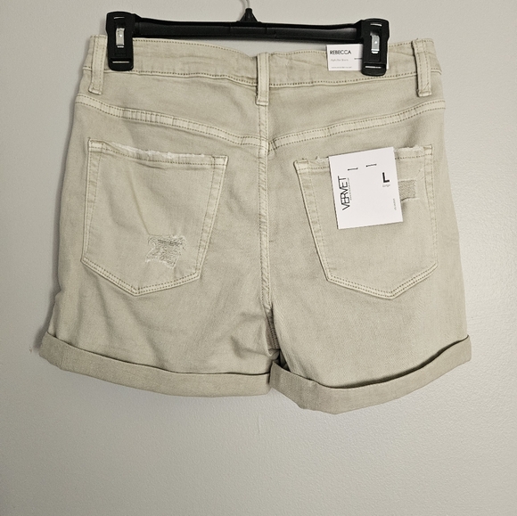 NWT Vervet High Waisted Gray Denim Jean Shorts size large L distressed Rebecca - Picture 5 of 5